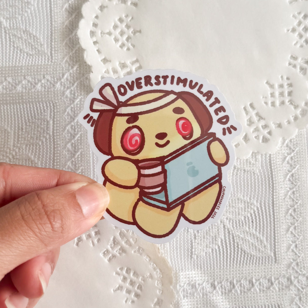 Overstimulated Chupa Cute Sticker (Gloss Finish)