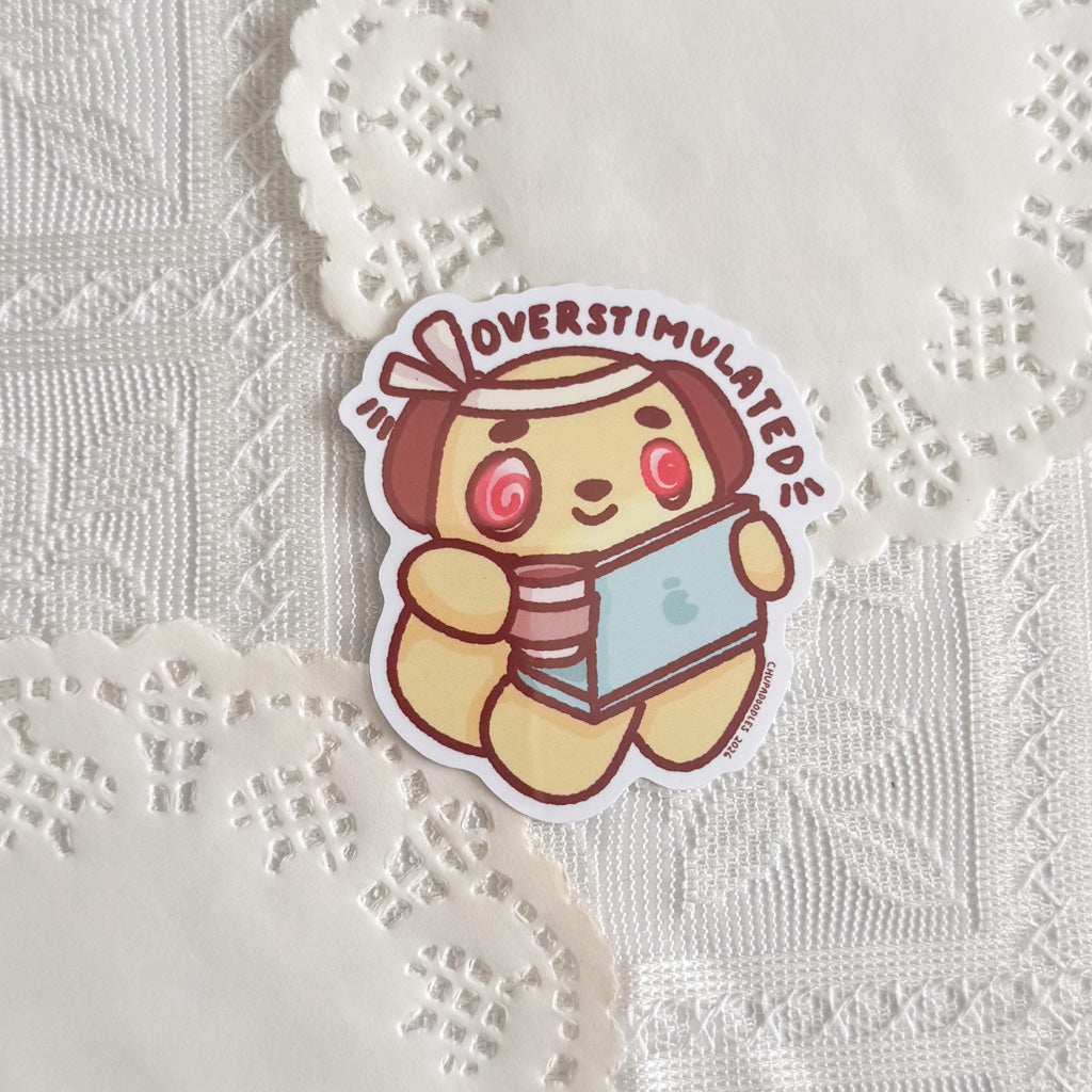 Overstimulated Chupa Cute Sticker (Gloss Finish)
