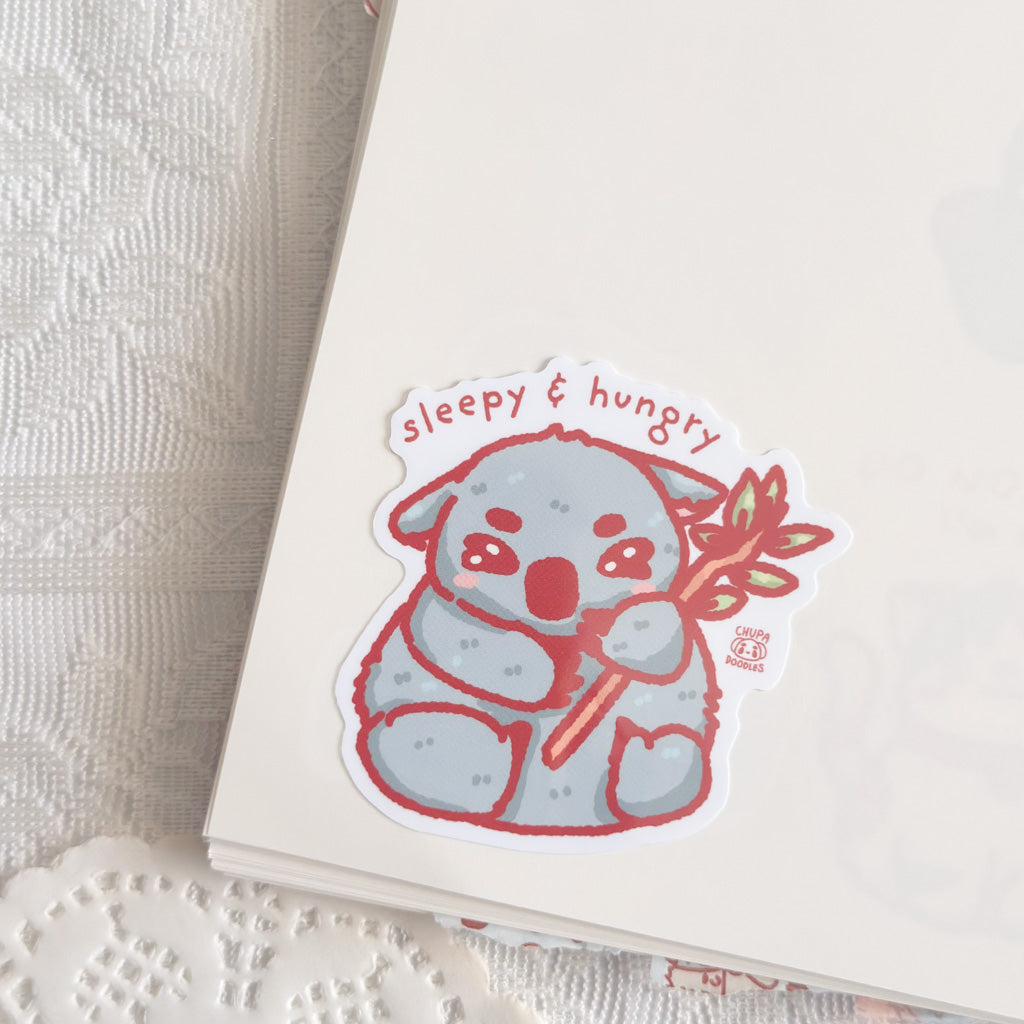 Sleepy Koala Cute Sticker (Gloss Finish)