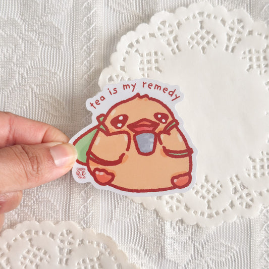 Duck Tea Is My Remedy Cute Sticker (Gloss Finish)