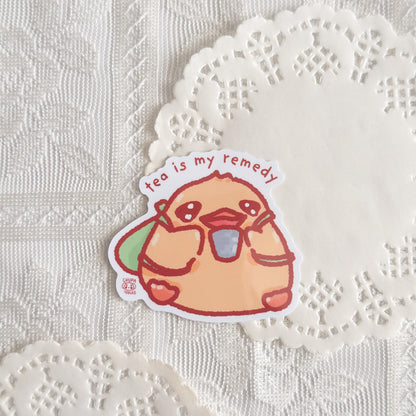 Duck Tea Is My Remedy Cute Sticker (Gloss Finish)