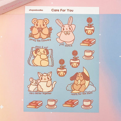 Care For You Cute Sticker Sheet-chupadoodles