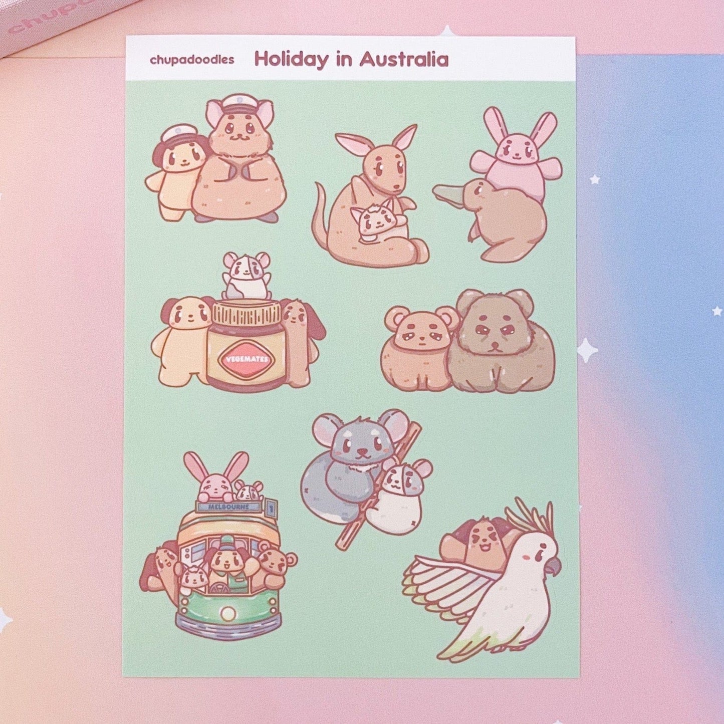 Aussie Animals Cute Sticker Sheet-chupadoodles