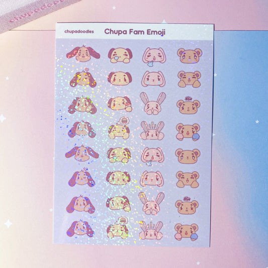 Chupa Fam Emoji Holo Sticker Sheet