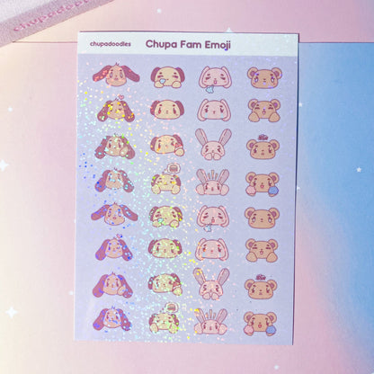 Chupa Fam Emoji Holo Cute Sticker Sheet-chupadoodles