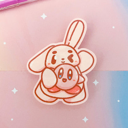 Bun Bun & Kirby Holo Die Cut Sticker