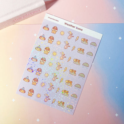 Weather Icons Holo Sticker Sheet