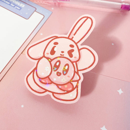 Bun Bun & Kirby Holo Die Cut Sticker