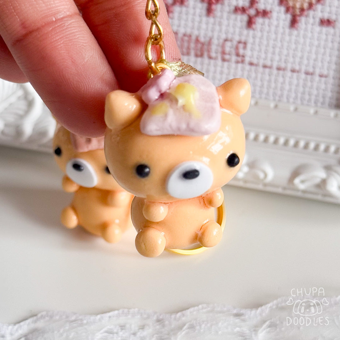 Handmade Orange Cat Clay Keychain