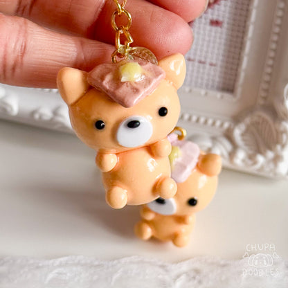 Handmade Orange Cat Clay Keychain