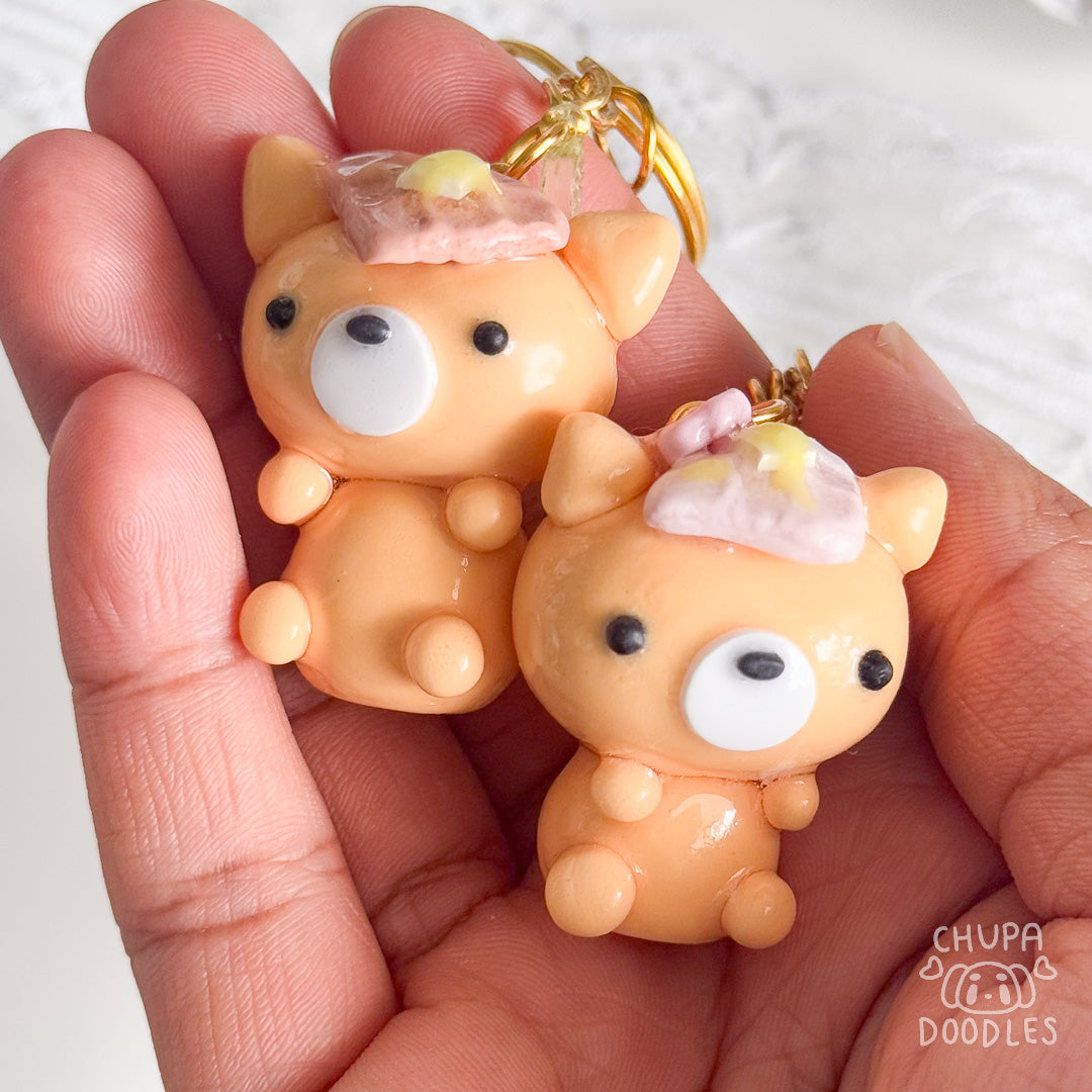 Handmade Orange Cat Clay Keychain