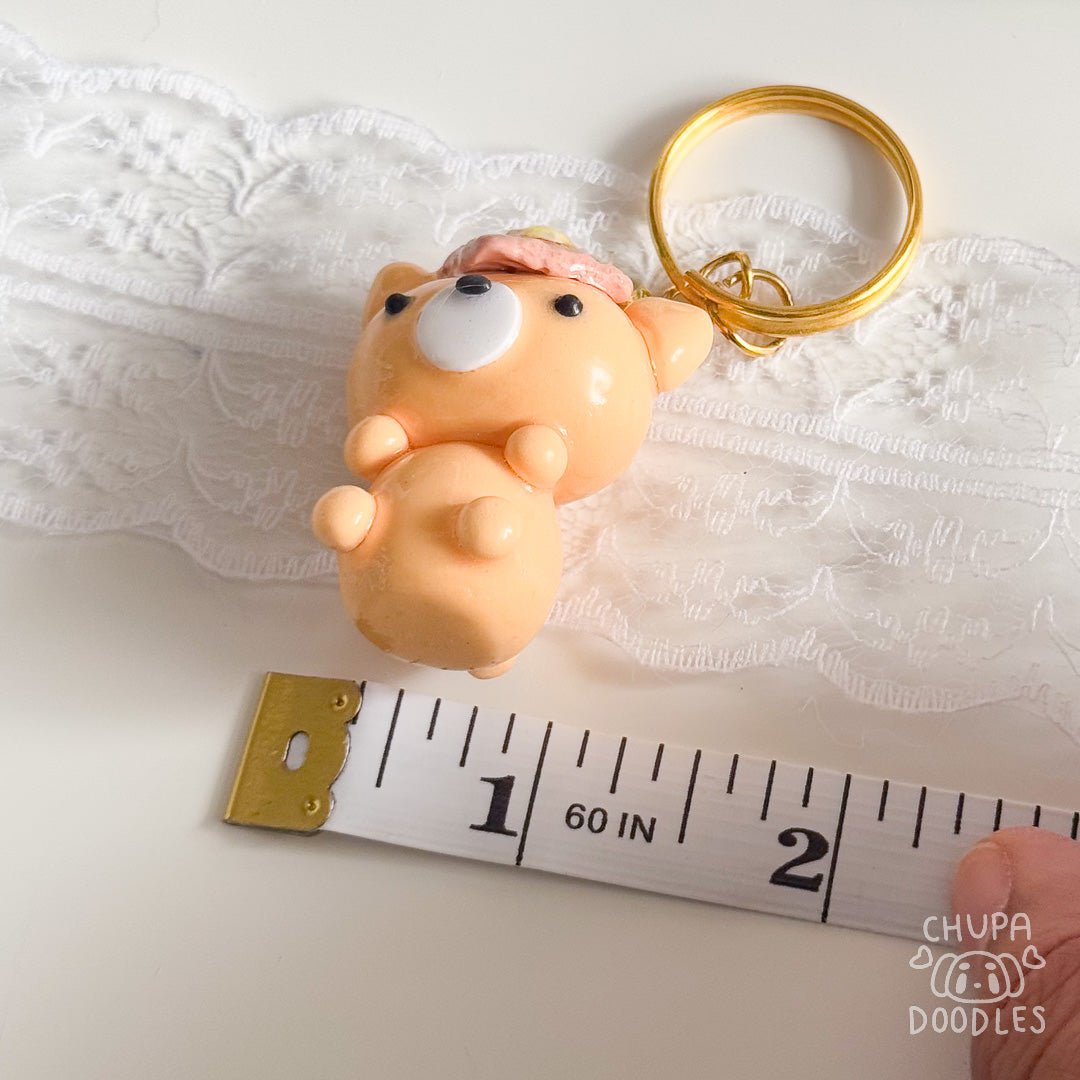 Handmade Orange Cat Clay Keychain