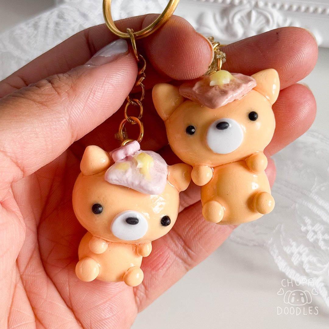 Handmade Orange Cat Clay Keychain