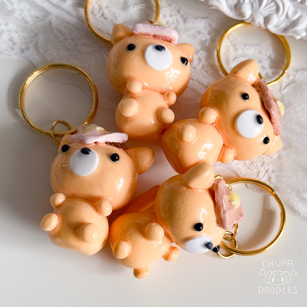 Handmade Orange Cat Clay Keychain