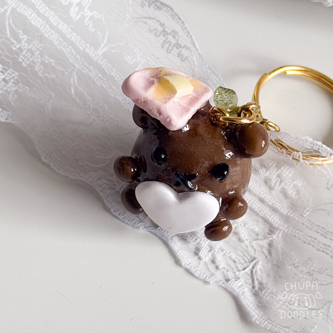 Handmade Brown Bear Clay Keychain