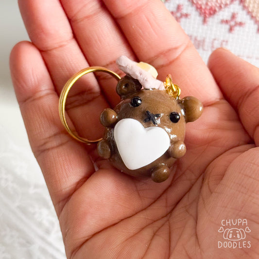 Handmade Brown Bear Clay Keychain