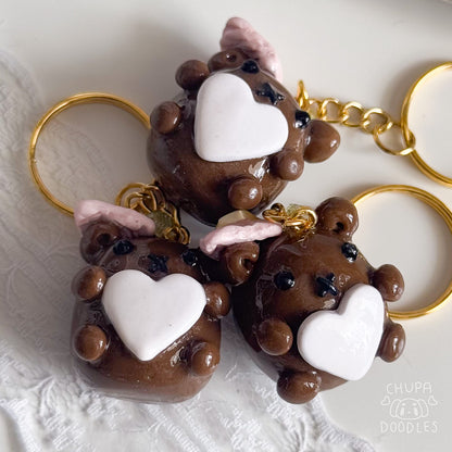 Handmade Brown Bear Clay Keychain