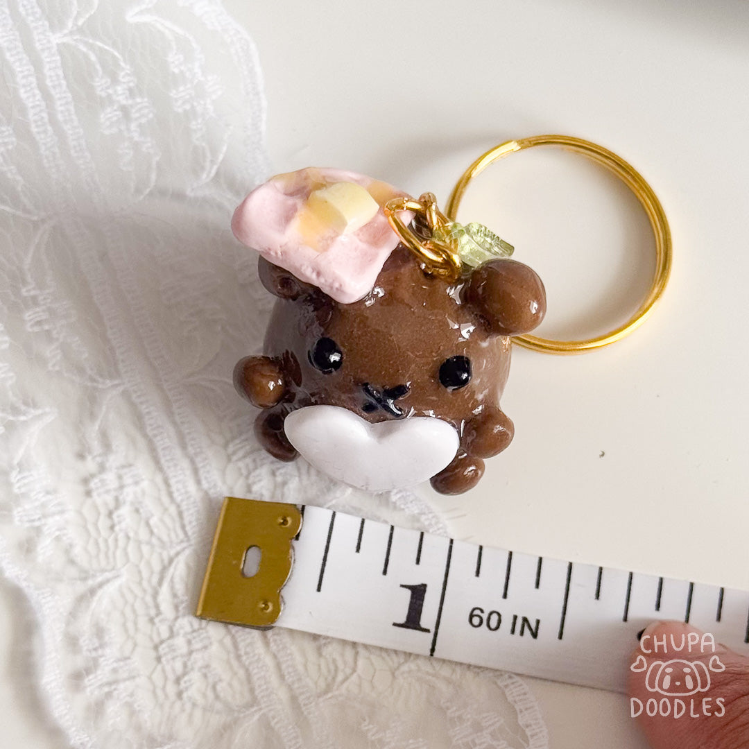 Handmade Brown Bear Clay Keychain