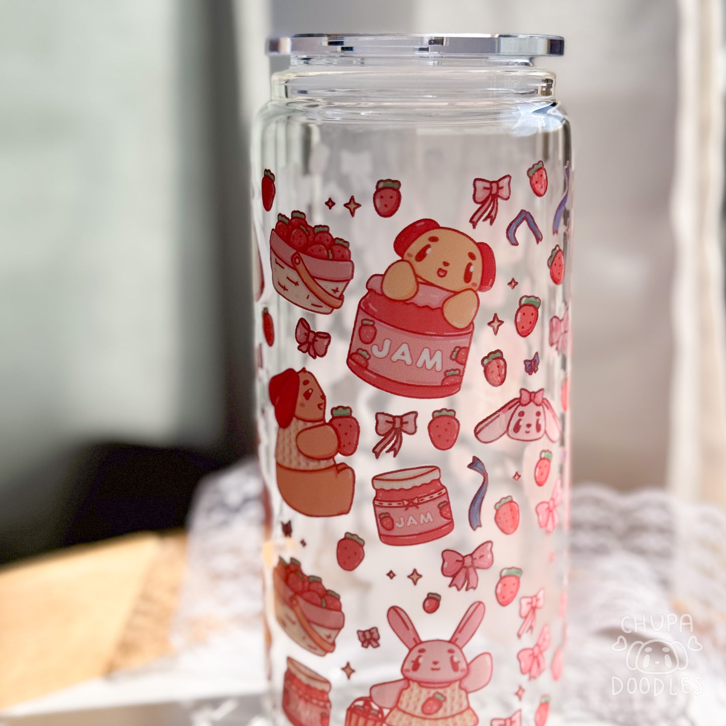 Strawberry Double Walled Glass Can