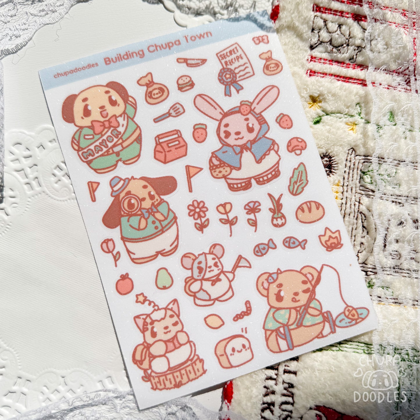 Chupa Town Glitter Sticker Sheet