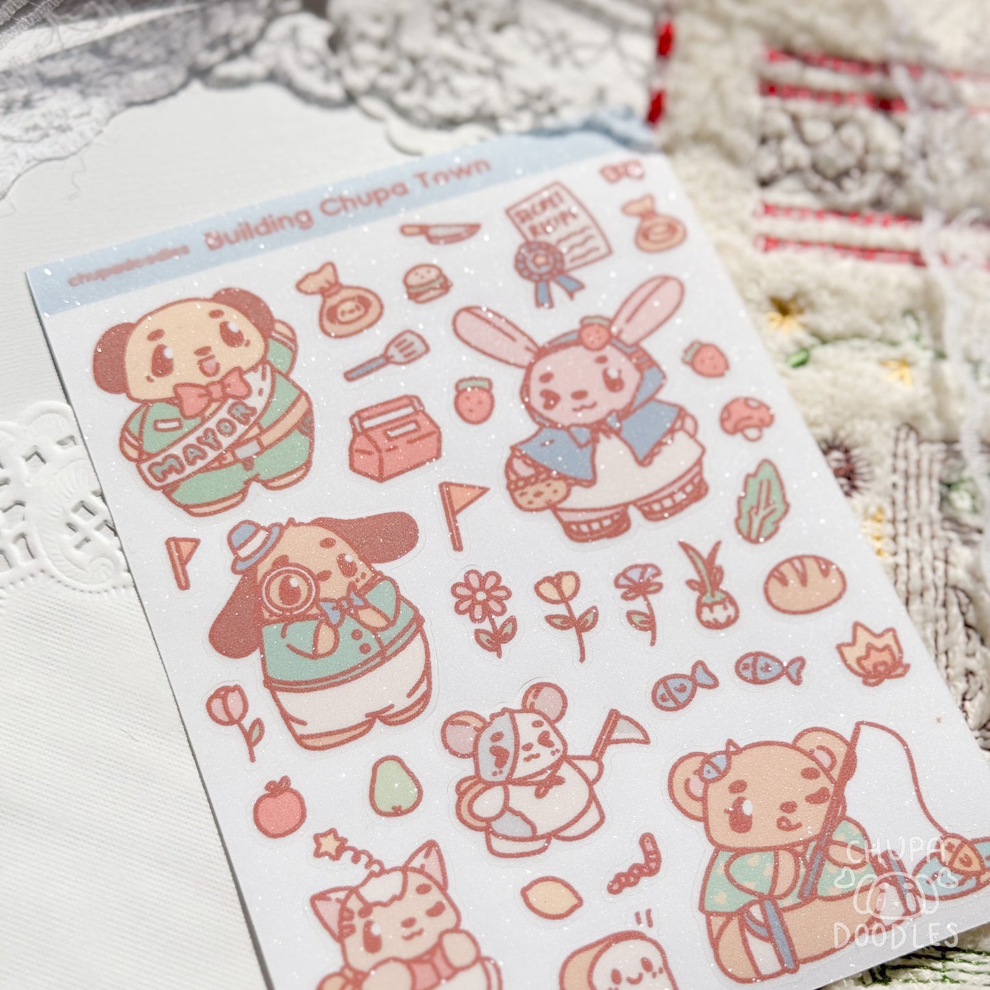 Chupa Town Glitter Sticker Sheet