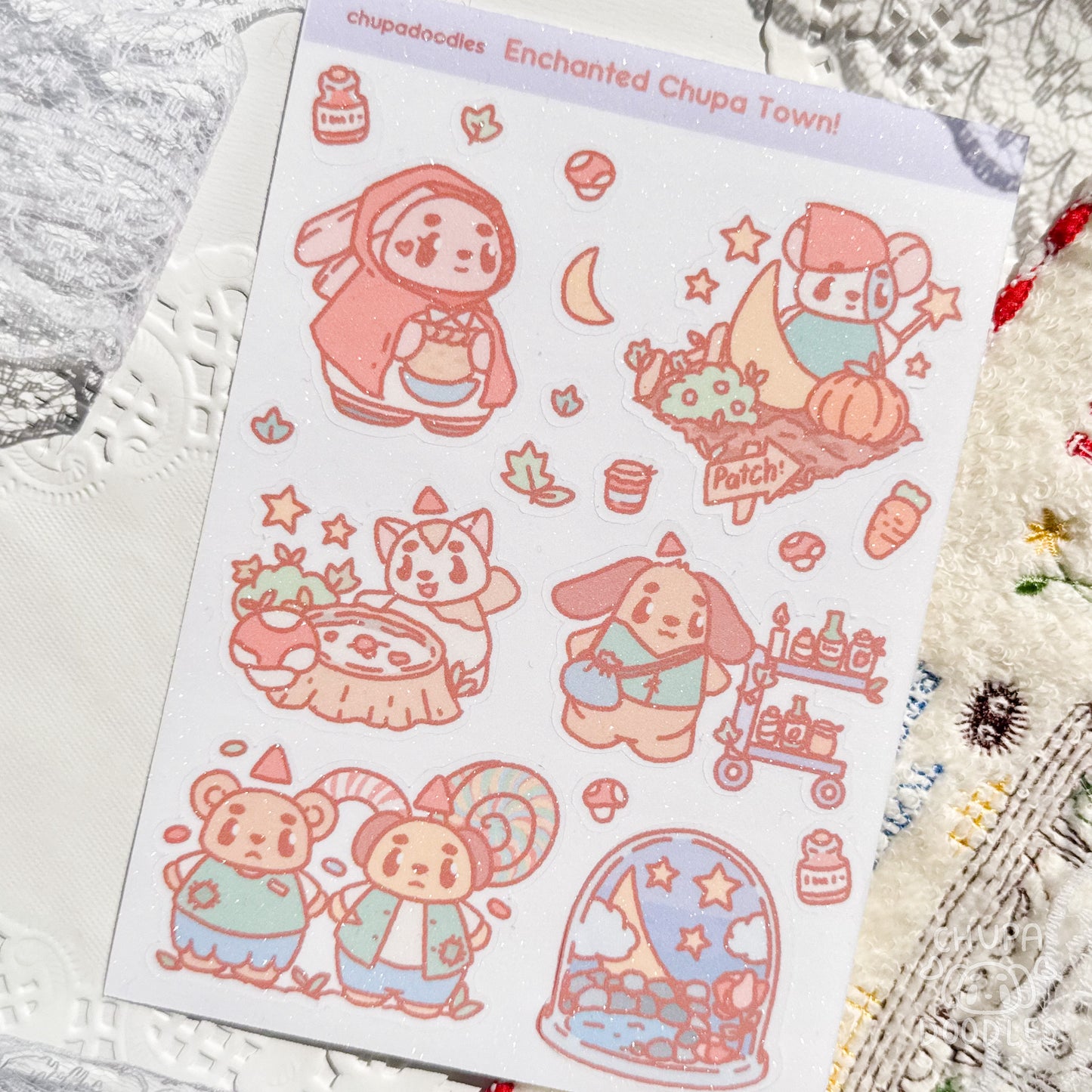 Enchanted Chupa Town Glitter Sticker Sheet