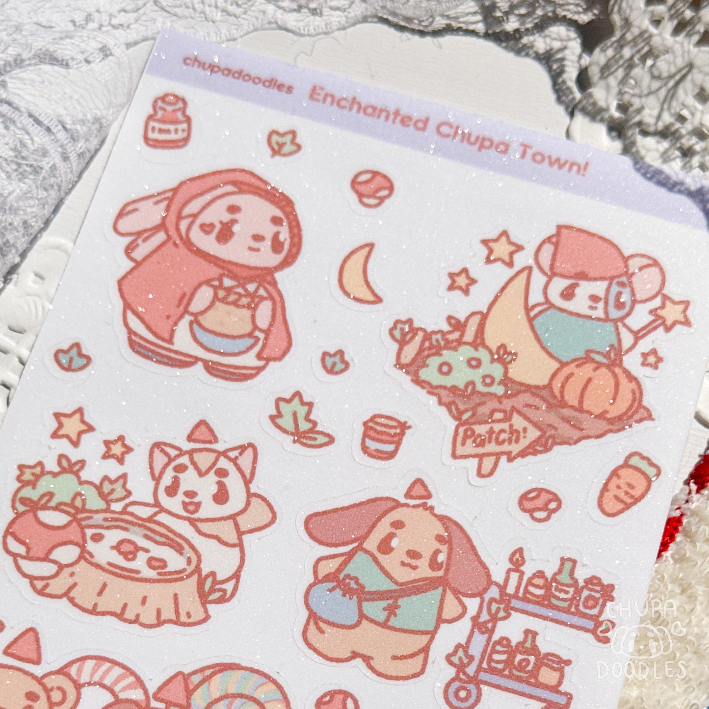 Enchanted Chupa Town Glitter Sticker Sheet