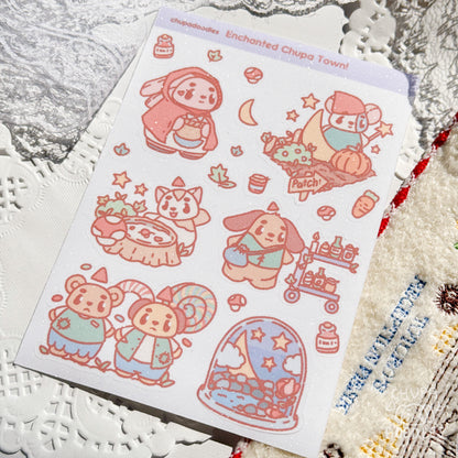 Enchanted Chupa Town Glitter Sticker Sheet