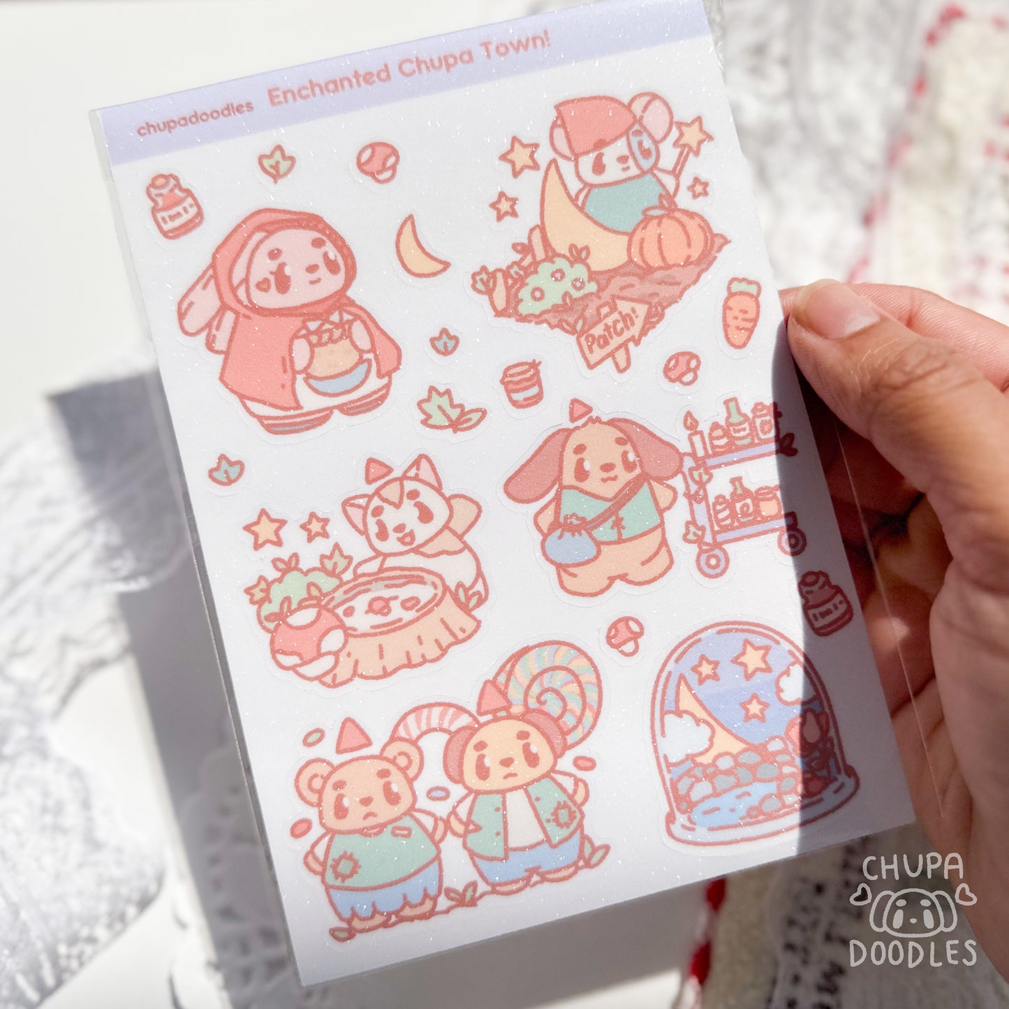 Enchanted Chupa Town Glitter Sticker Sheet