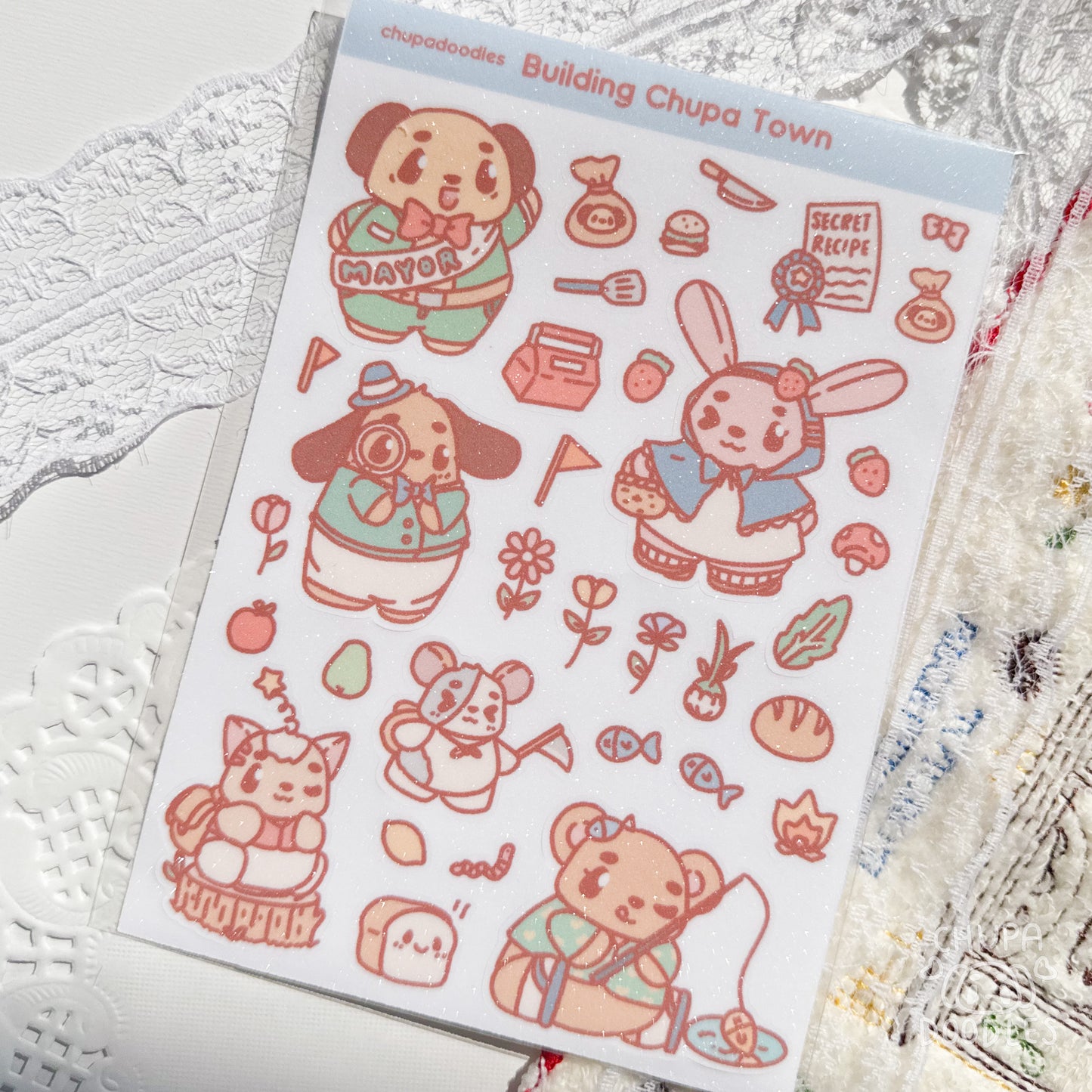 Chupa Town Glitter Sticker Sheet