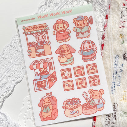 Work! Work! Work! Glitter Sticker Sheet