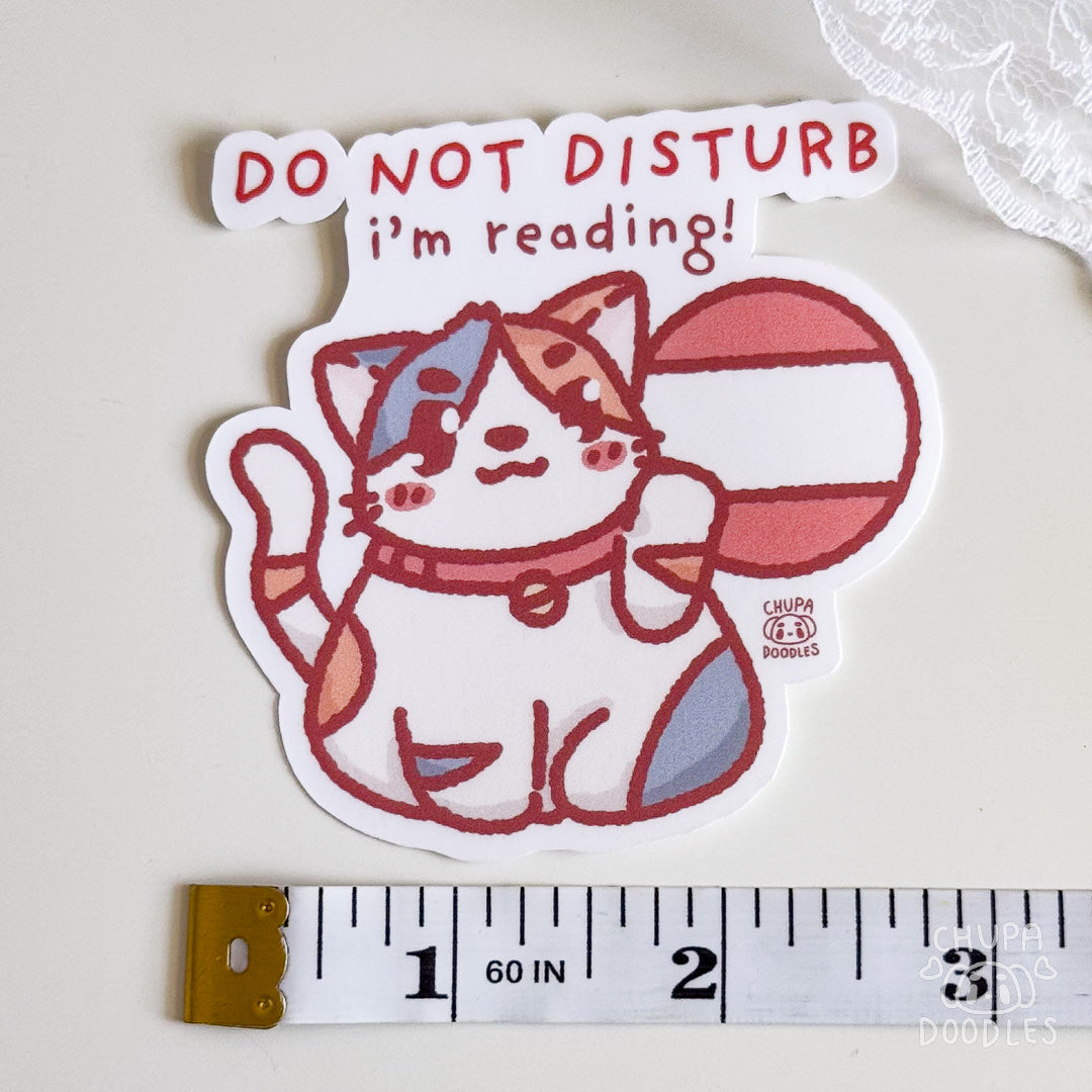 Don’t Disturb Me I’m Reading Cat Cute Sticker (Matte Finish)-chupadoodles