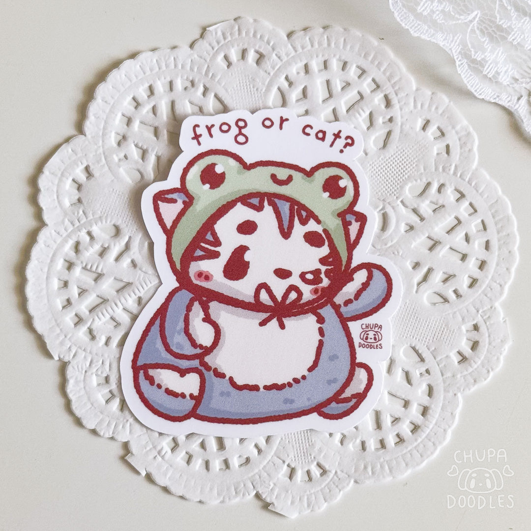 Cat Or Frog Cute Sticker (Matte Finish)-chupadoodles