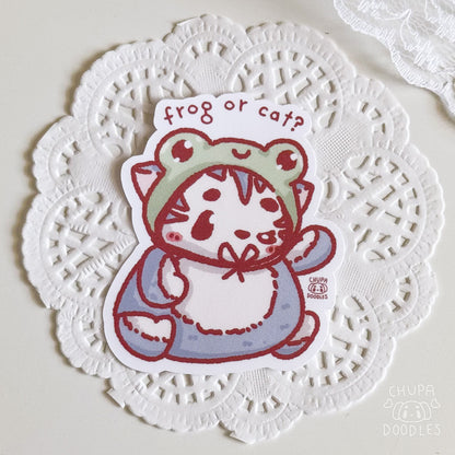 Cat Or Frog Cute Sticker (Matte Finish)-chupadoodles