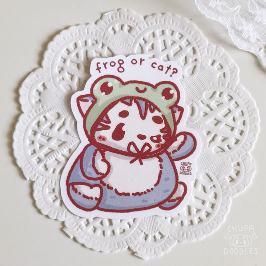 Cat Or Frog Cute Sticker (Matte Finish)-chupadoodles