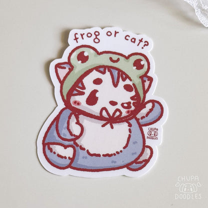 Cat Or Frog Cute Sticker (Matte Finish)-chupadoodles