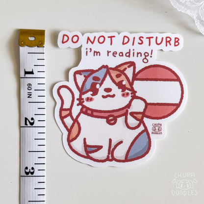 Don’t Disturb Me I’m Reading Cat Cute Sticker (Matte Finish)-chupadoodles