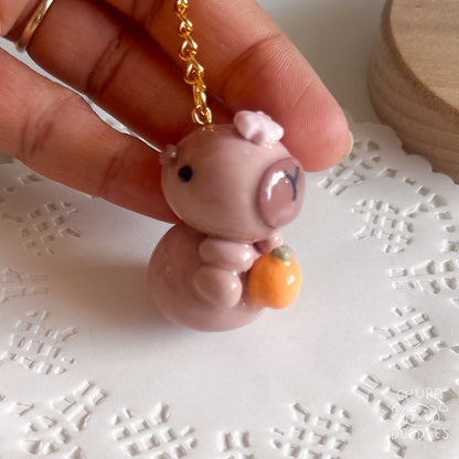 Handmade Capybara Clay Keychain
