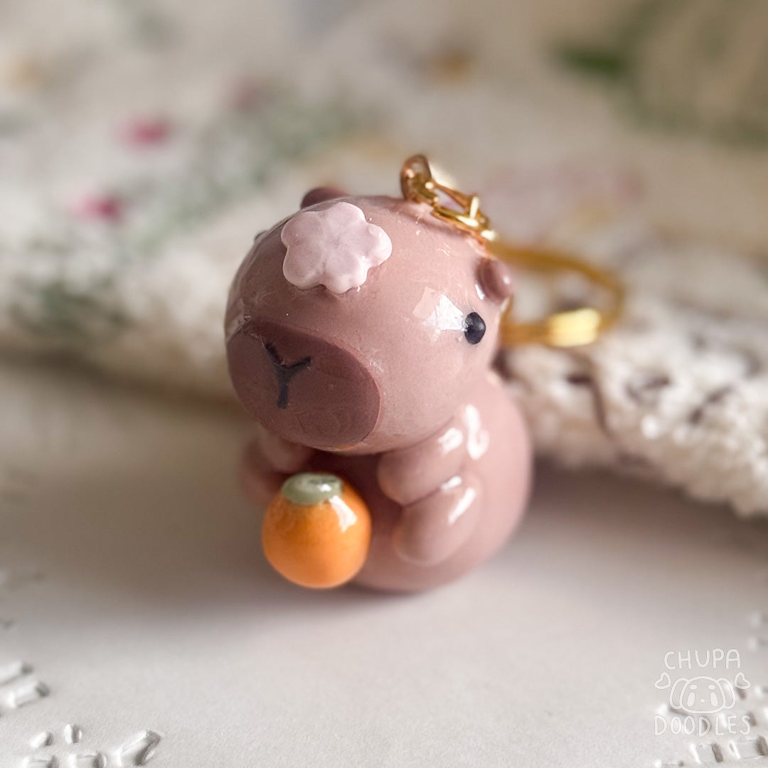 Handmade Capybara Clay Keychain
