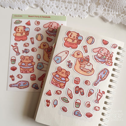 On The Beach Holographic Cute Sticker Sheet