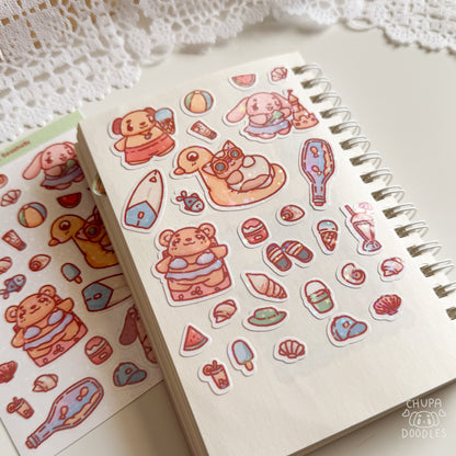 On The Beach Holographic Cute Sticker Sheet