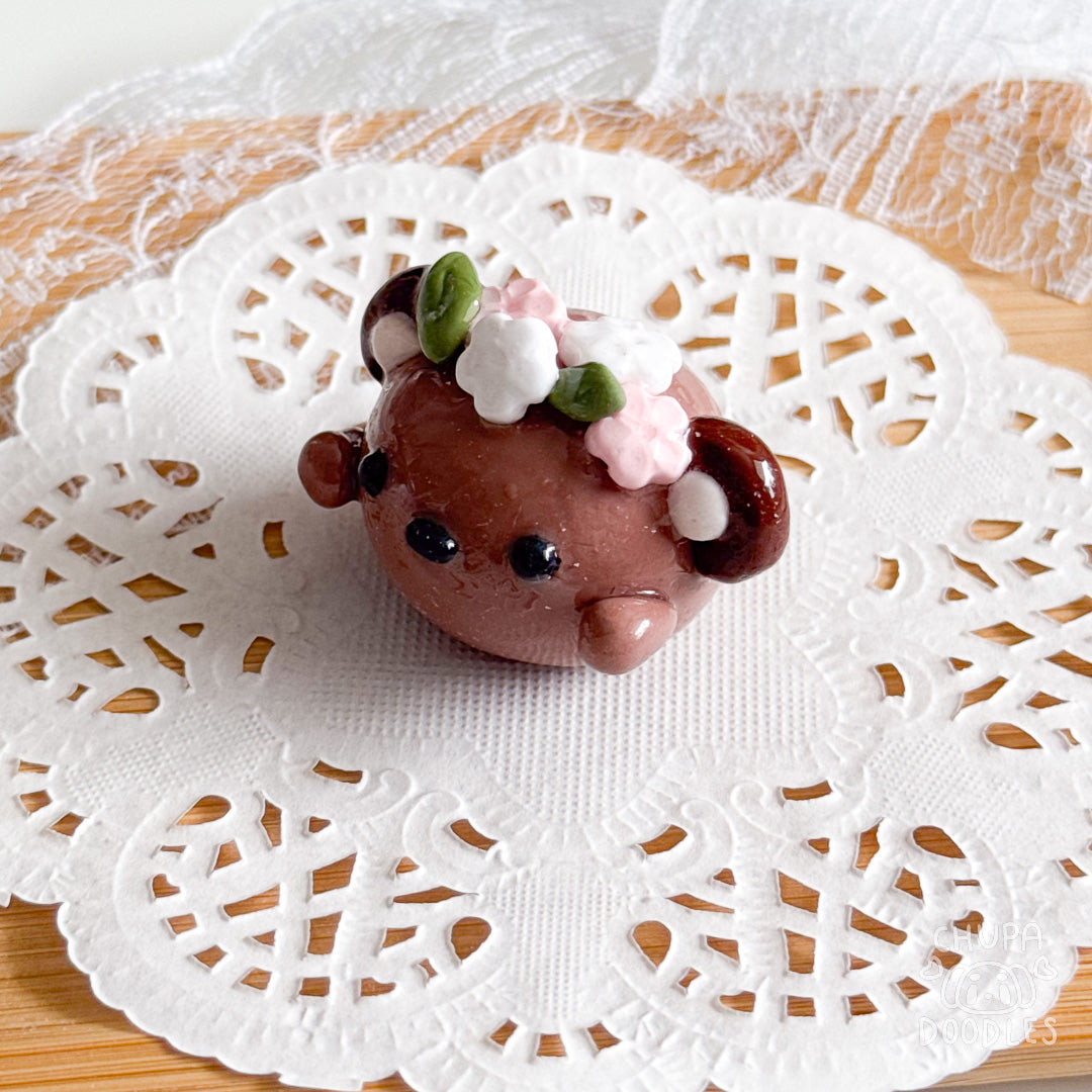 Handmade Brown Bear Clay Desk Bud Vase