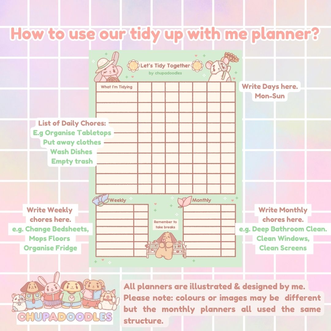 A5 Let’s Tidy Chore List Planner Notepad