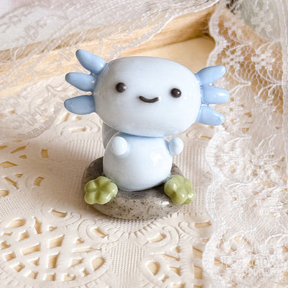 Handmade Blue Axolotl Clay Desk Friend