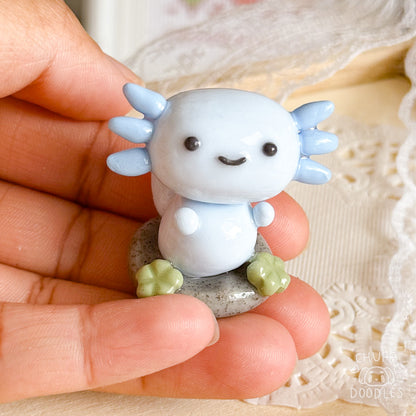 Handmade Blue Axolotl Clay Desk Friend