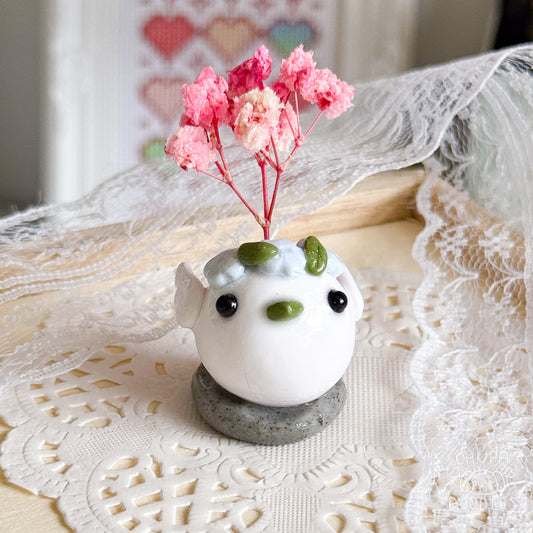 Handmade Winter Bird Clay Desk Bud Vase