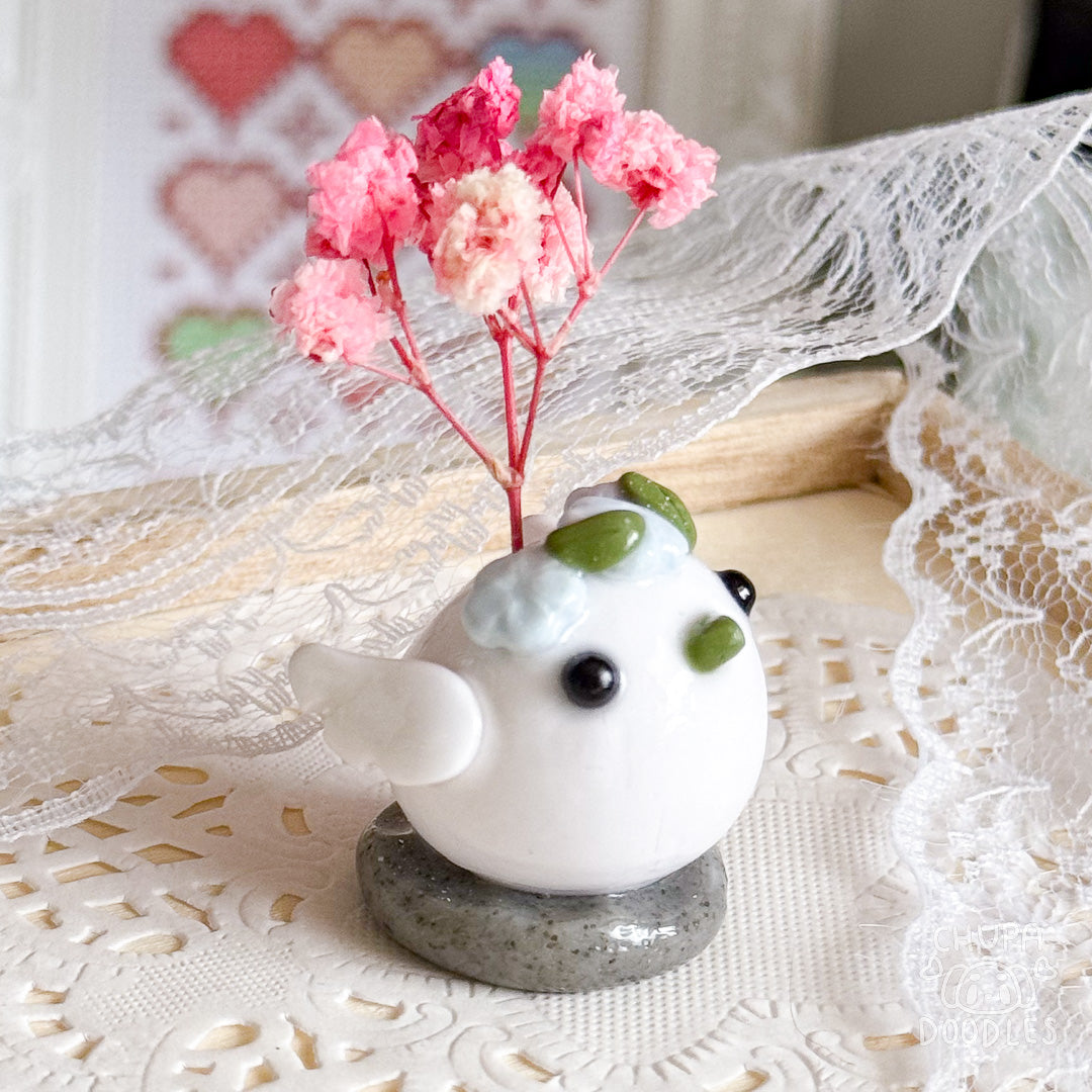 Handmade Winter Bird Clay Desk Bud Vase