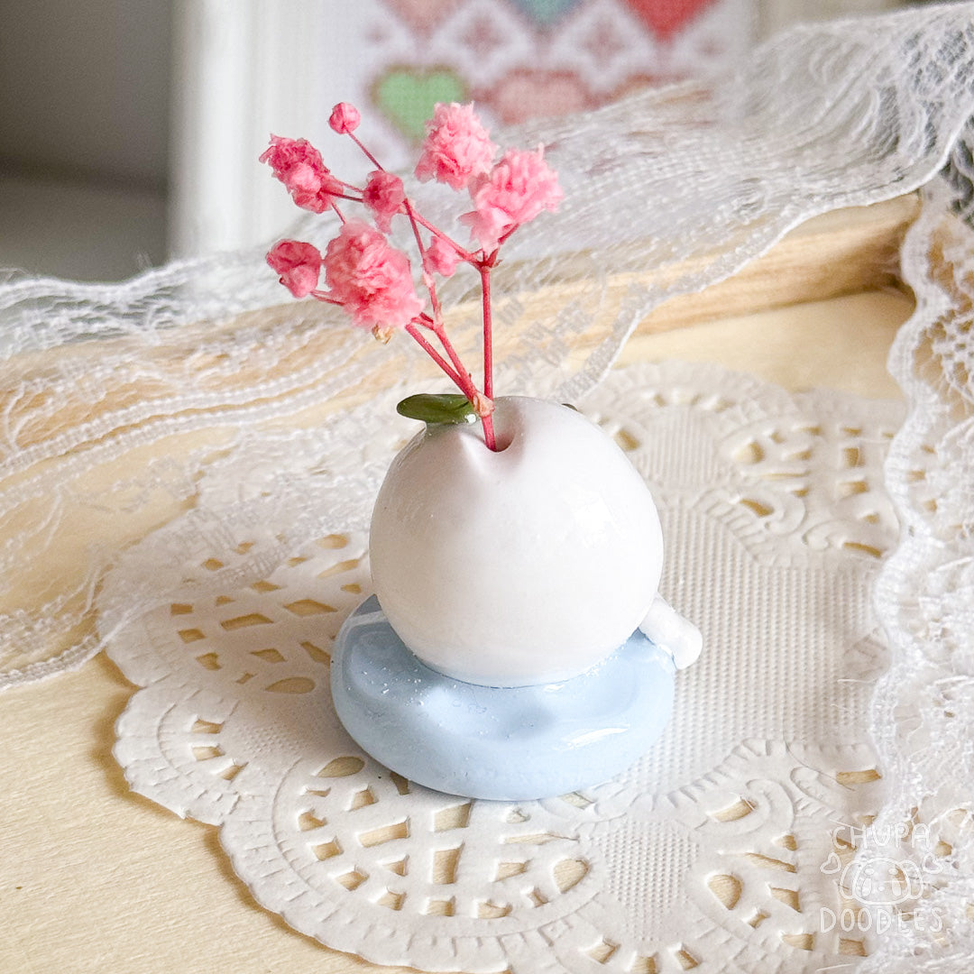 Handmade Winter Snowball Clay Desk Bud Vase