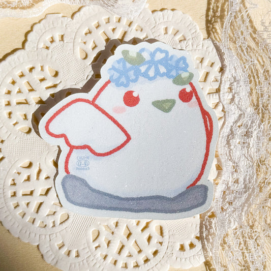 Winter Bird Clay Desk Friend Glitter Die Cut Sticker