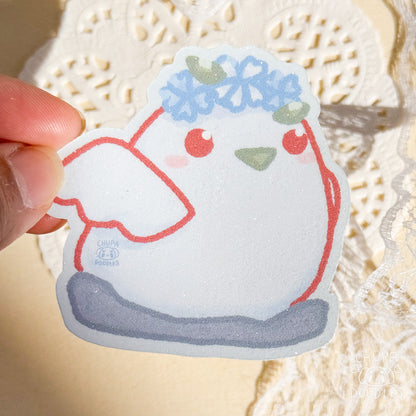 Winter Bird Clay Desk Friend Glitter Die Cut Sticker